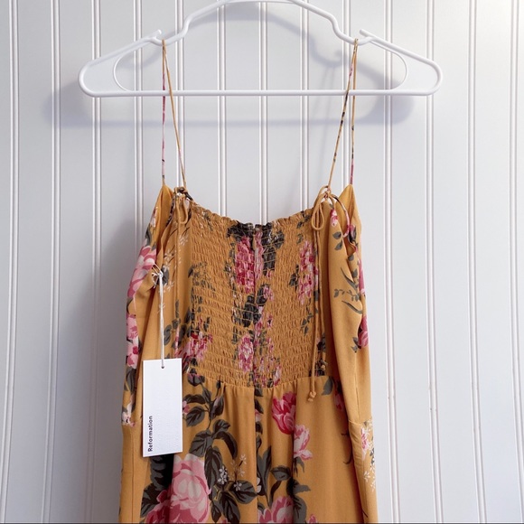 Reformation Juliette High Slit Sweetheart Neckline Floral Midi Dress In Angelica - Picture 14 of 16